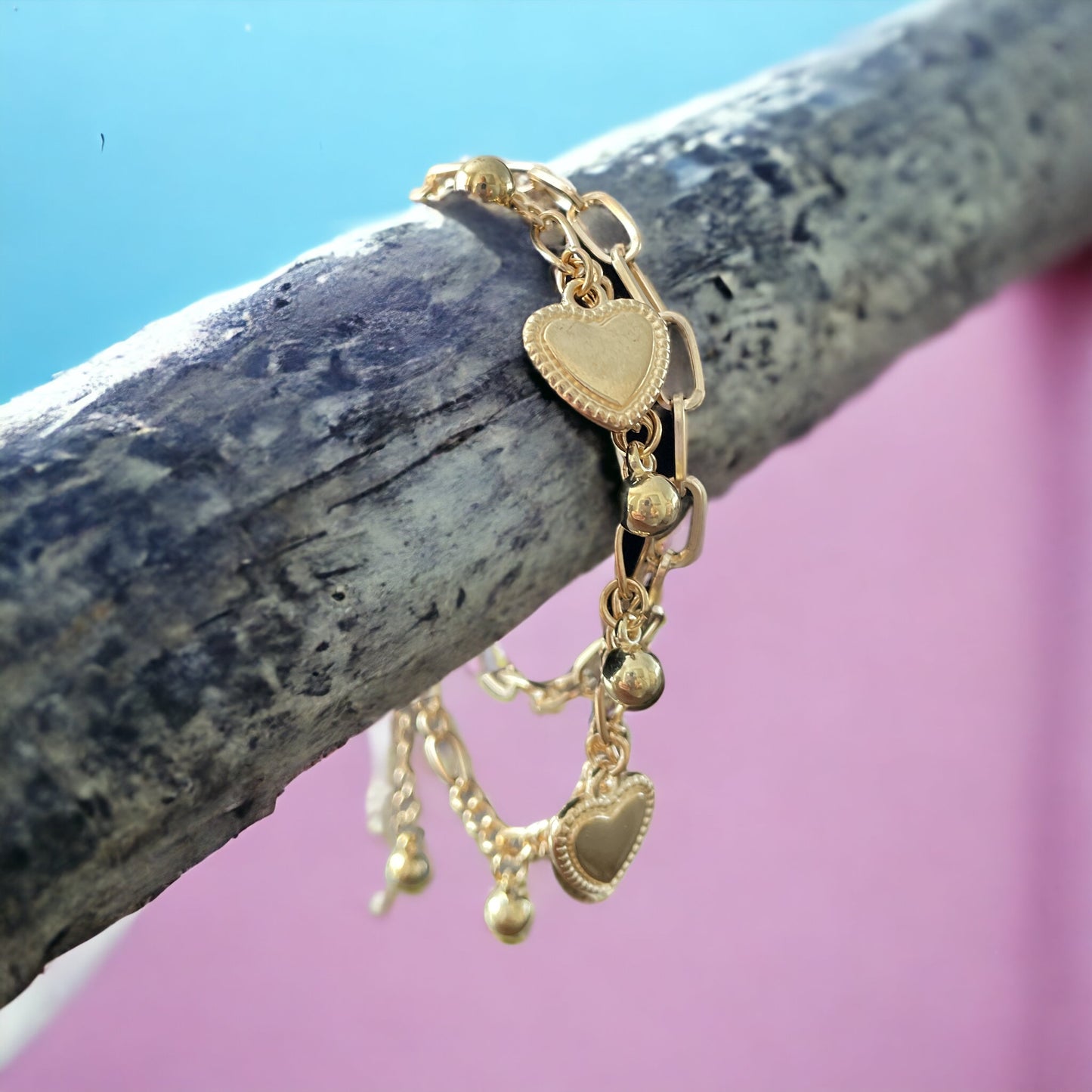 PULSERA CORAZONES GOLD