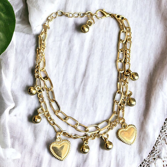 PULSERA CORAZONES GOLD